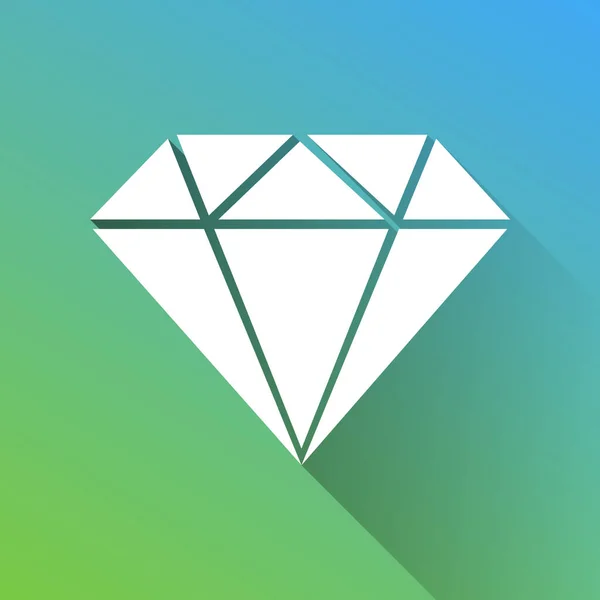 Ilustrace Diamantové Značky Bílá Ikona Šedou Klesl Nekonečný Stín Zeleném — Stockový vektor