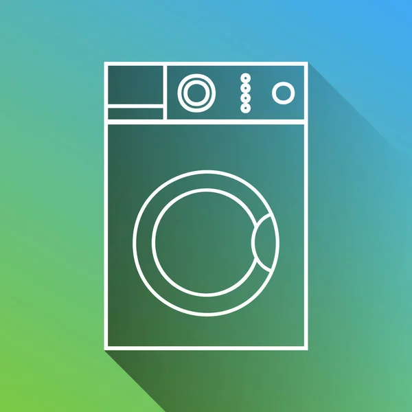 洗衣机的标志 灰色的白色图标在绿色到蓝色的背景上投下无限的阴影 — 图库矢量图片