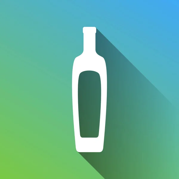 Flaschenschild Mit Olivenöl Weiße Ikone Mit Grauem Schatten Auf Grünem — Stockvektor