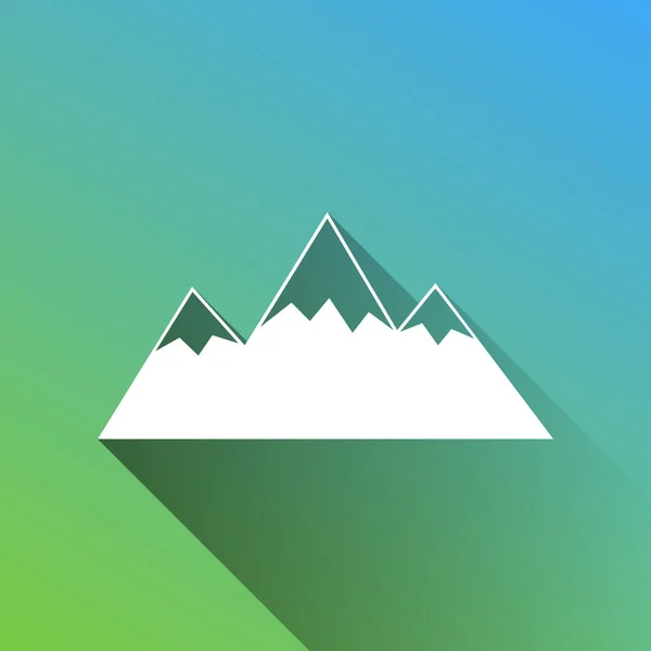 Illustration Signe Montagne Icône Blanche Avec Ombre Illimitée Grise Sur — Image vectorielle