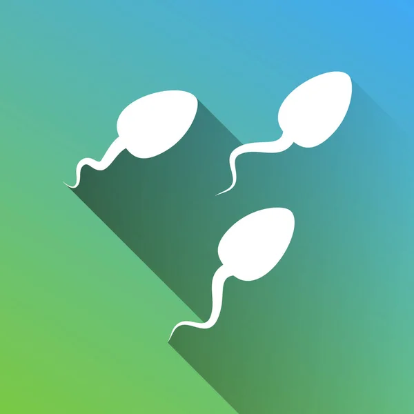 Иллюстрация Знака Спермы Белая Икона Беспредельной Тенью Зелёном Синем Фоне — стоковый вектор