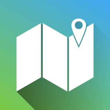 Haritada işaretle. Gri renkli beyaz simge, yeşilden maviye sınırsız gölge bırakıyor.