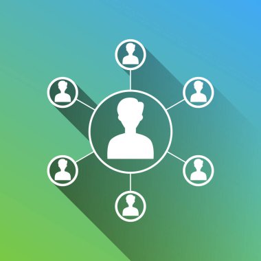 Temel bilgi elemanı işareti. Gri renkli beyaz simge, yeşilden maviye sınırsız gölge bırakıyor.