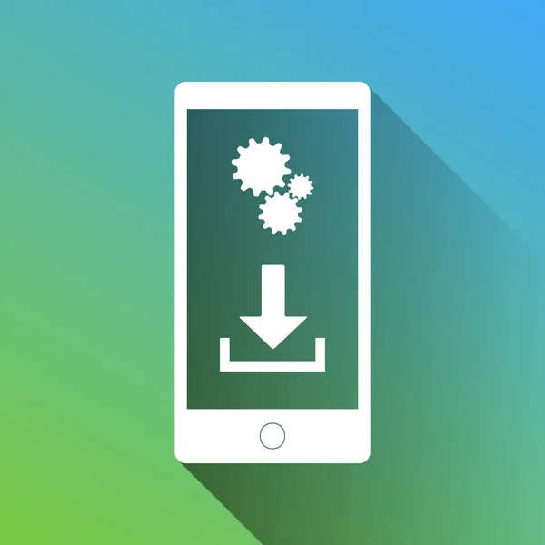 Telefoneinstellungen Apps Herunterladen Und Installieren Weiße Ikone Mit Grauem Schatten — Stockvektor