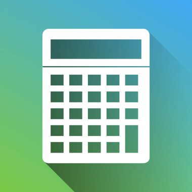 Hesap makinesi işareti basit. Gri renkli beyaz simge, yeşilden maviye sınırsız gölge bırakıyor.