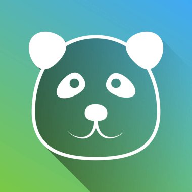Panda işareti çizimi. Gri renkli beyaz simge, yeşilden maviye sınırsız gölge bırakıyor.