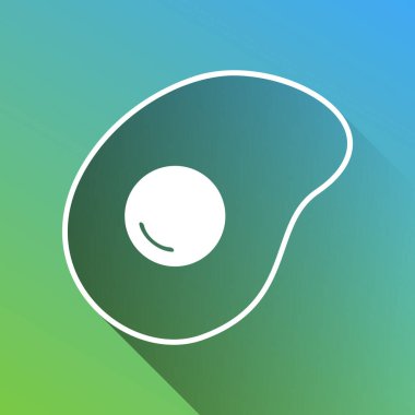 Omlet tabelası. Düz dizayn edilmiş biçim simgesi. Gri renkli beyaz simge, yeşilden maviye sınırsız gölge bırakıyor.