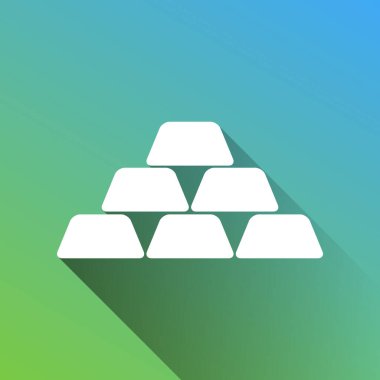 Altın basit bir işaret. Gri renkli beyaz simge, yeşilden maviye sınırsız gölge bırakıyor.