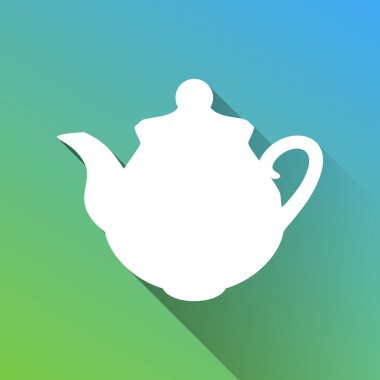 Tea maker Kitchen tabelası. Gri renkli beyaz simge, yeşilden maviye sınırsız gölge bırakıyor.