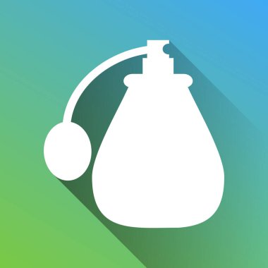 Parfüm ikonu. Gri renkli beyaz simge, yeşilden maviye sınırsız gölge bırakıyor.