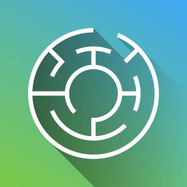 Labirent işareti. Gri renkli beyaz simge, yeşilden maviye sınırsız gölge bırakıyor.