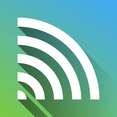 Kadın imzası. Gri renkli beyaz simge, yeşilden maviye sınırsız gölge bırakıyor.