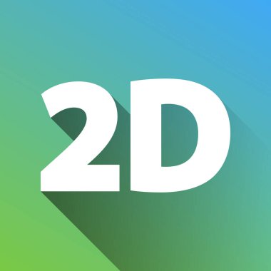 2D grafik işareti. Gri renkli beyaz simge, yeşilden maviye sınırsız gölge bırakıyor.