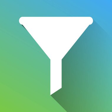 Basit işareti filtrele. Gri renkli beyaz simge, yeşilden maviye sınırsız gölge bırakıyor.