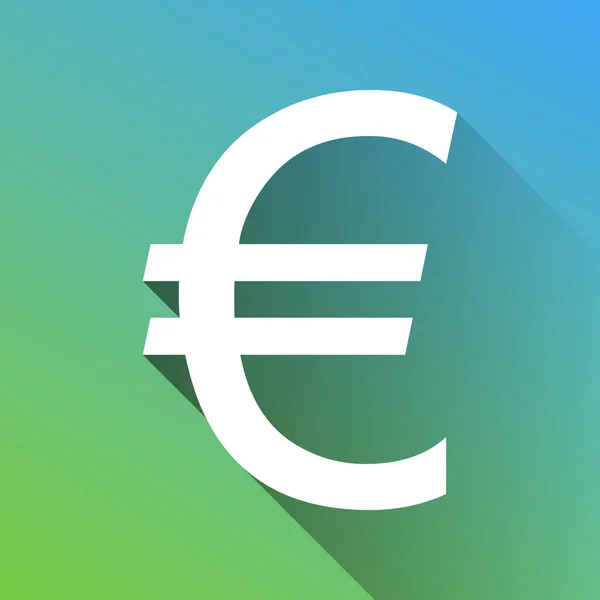 Signo Euro Icono Blanco Con Gris Caído Sombra Ilimitada Sobre — Vector de stock