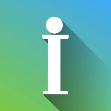 Bilgi işareti var. Gri renkli beyaz simge, yeşilden maviye sınırsız gölge bırakıyor.