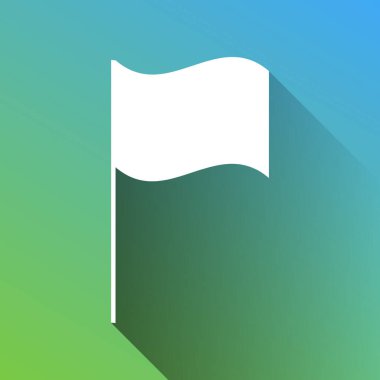 Bayrak işareti. Gri renkli beyaz simge, yeşilden maviye sınırsız gölge bırakıyor.