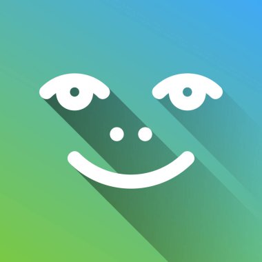 Gülümse ikon. Gri renkli beyaz simge, yeşilden maviye sınırsız gölge bırakıyor.