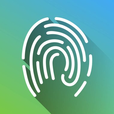 Parmak izi çizimi. Gri renkli beyaz simge, yeşilden maviye sınırsız gölge bırakıyor.