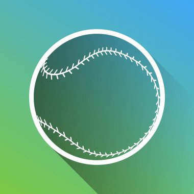 Beyzbol topu işareti. Gri renkli beyaz simge, yeşilden maviye sınırsız gölge bırakıyor.