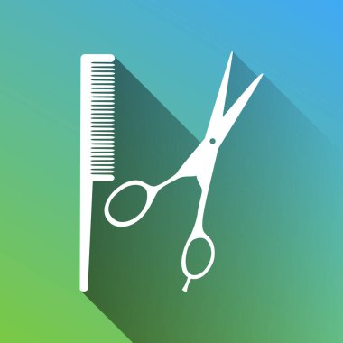 Berber dükkanı tabelası. Gri renkli beyaz simge, yeşilden maviye sınırsız gölge bırakıyor.