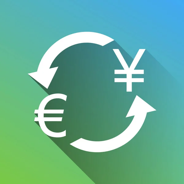 Σύμβολο Συναλλάγματος Ευρώ Και Ιαπωνία Γεν Λευκή Εικόνα Γκρι Ρίψη — Διανυσματικό Αρχείο
