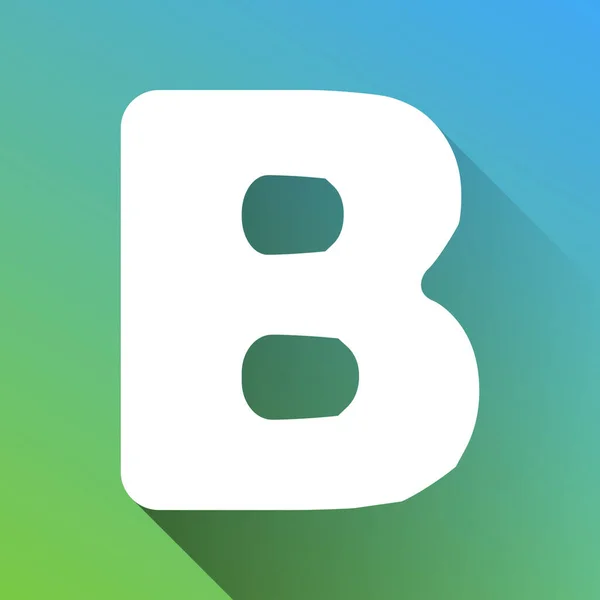 字母B符号设计模板元素 灰色的白色图标在绿色到蓝色的背景上投下无限的阴影 — 图库矢量图片