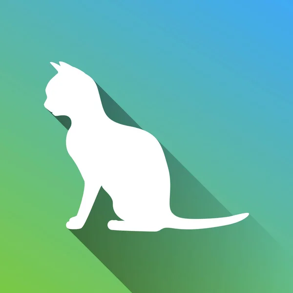 Silhouette Cat White Icon Gray Dropped Limitless Shadow Green Blue — Stock Vector