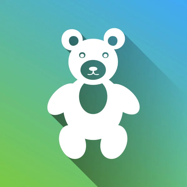 Teddybär Zeichen Illustration Weiße Ikone Mit Grauem Schatten Auf Grünem — Stockvektor