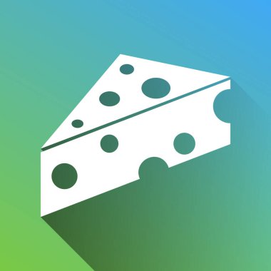 Maasdam peyniri tabelası. Gri renkli beyaz simge, yeşilden maviye sınırsız gölge bırakıyor.