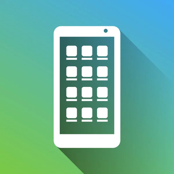 Smartphonebord Witte Ikoon Met Grijze Oneindige Schaduw Groene Tot Blauwe — Stockvector