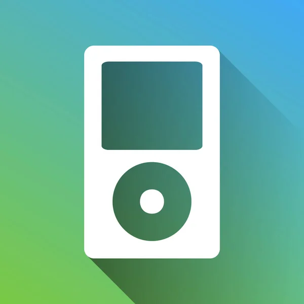 Dispositif Musique Portable Icône Blanche Avec Ombre Illimitée Grise Sur — Image vectorielle