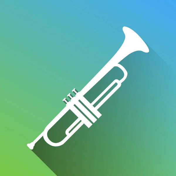 Muziekinstrument Trompetteken Witte Ikoon Met Grijze Oneindige Schaduw Groene Tot — Stockvector