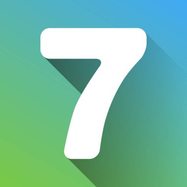 7 numaralı işaret tasarım şablonu elemanı. Gri renkli beyaz simge, yeşilden maviye sınırsız gölge bırakıyor.