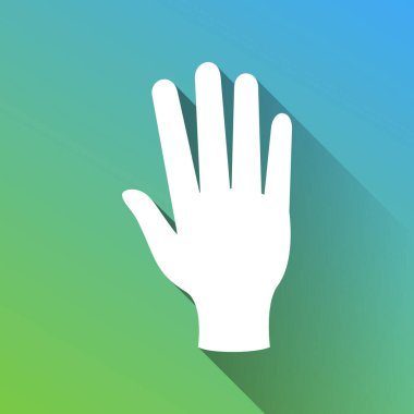 Temiz el işareti. Gri renkli beyaz simge, yeşilden maviye sınırsız gölge bırakıyor.