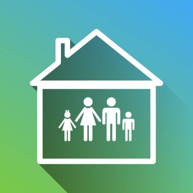 Aile tabelaları. Gri renkli beyaz simge, yeşilden maviye sınırsız gölge bırakıyor.