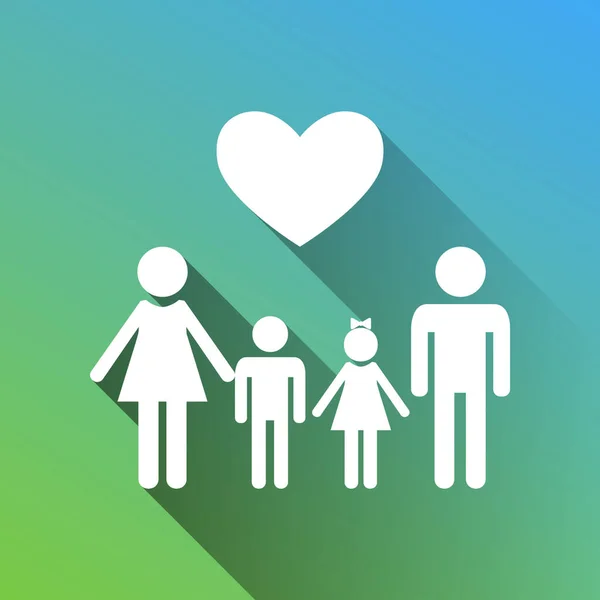 Familia Con Corazón Esposo Esposa Con Hijos Icono Blanco Con — Vector de stock