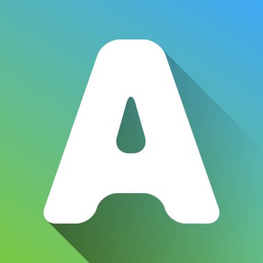 Harf A işaret tasarım şablonu ögesi. Gri renkli beyaz simge, yeşilden maviye sınırsız gölge bırakıyor.