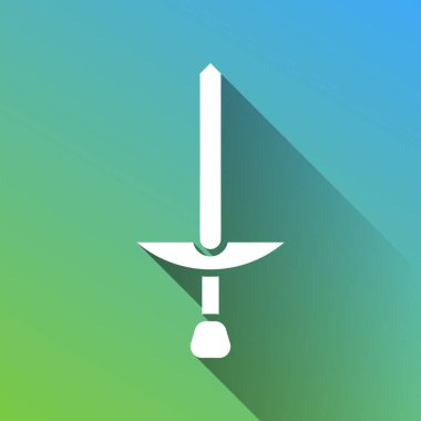 Basit kılıç işareti. Gri renkli beyaz simge, yeşilden maviye sınırsız gölge bırakıyor.