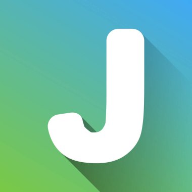 J harfi tasarım şablonu ögesi imzaladı. Gri renkli beyaz simge, yeşilden maviye sınırsız gölge bırakıyor.