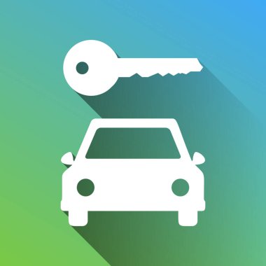 Araba anahtarı basitlik işareti. Gri renkli beyaz simge, yeşilden maviye sınırsız gölge bırakıyor.