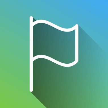 Bayrak işareti. Gri renkli beyaz simge, yeşilden maviye sınırsız gölge bırakıyor.