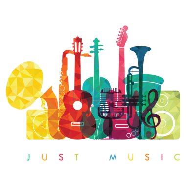 Musical instruments on white clipart