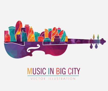 city on sounding board of violin clipart