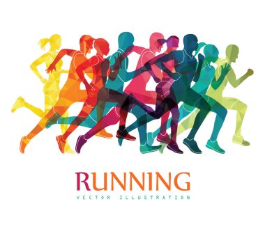Group of running people clipart
