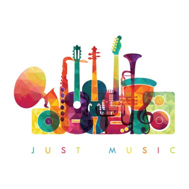 Musical instruments on white clipart