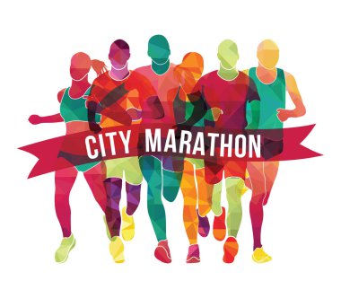 Group of running people clipart