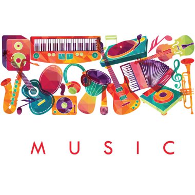 Müzik aletleri üzerinde beyaz