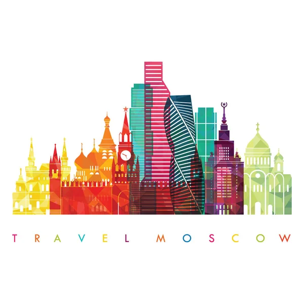 Ontwerpsjabloon met silhouet van de stad reizen — Stockvector