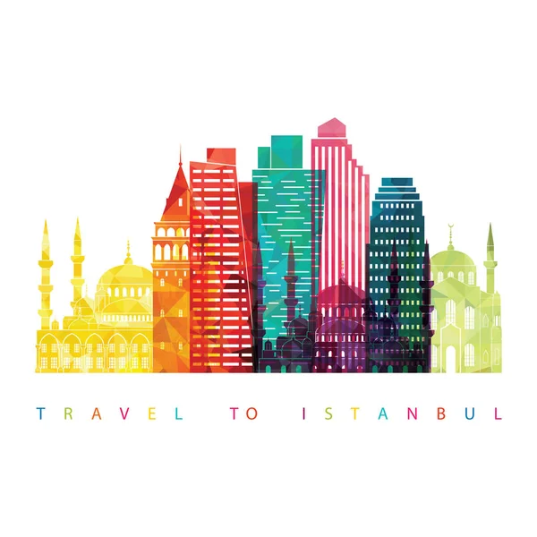 Travel designmall med silhuetten av staden — Stock vektor